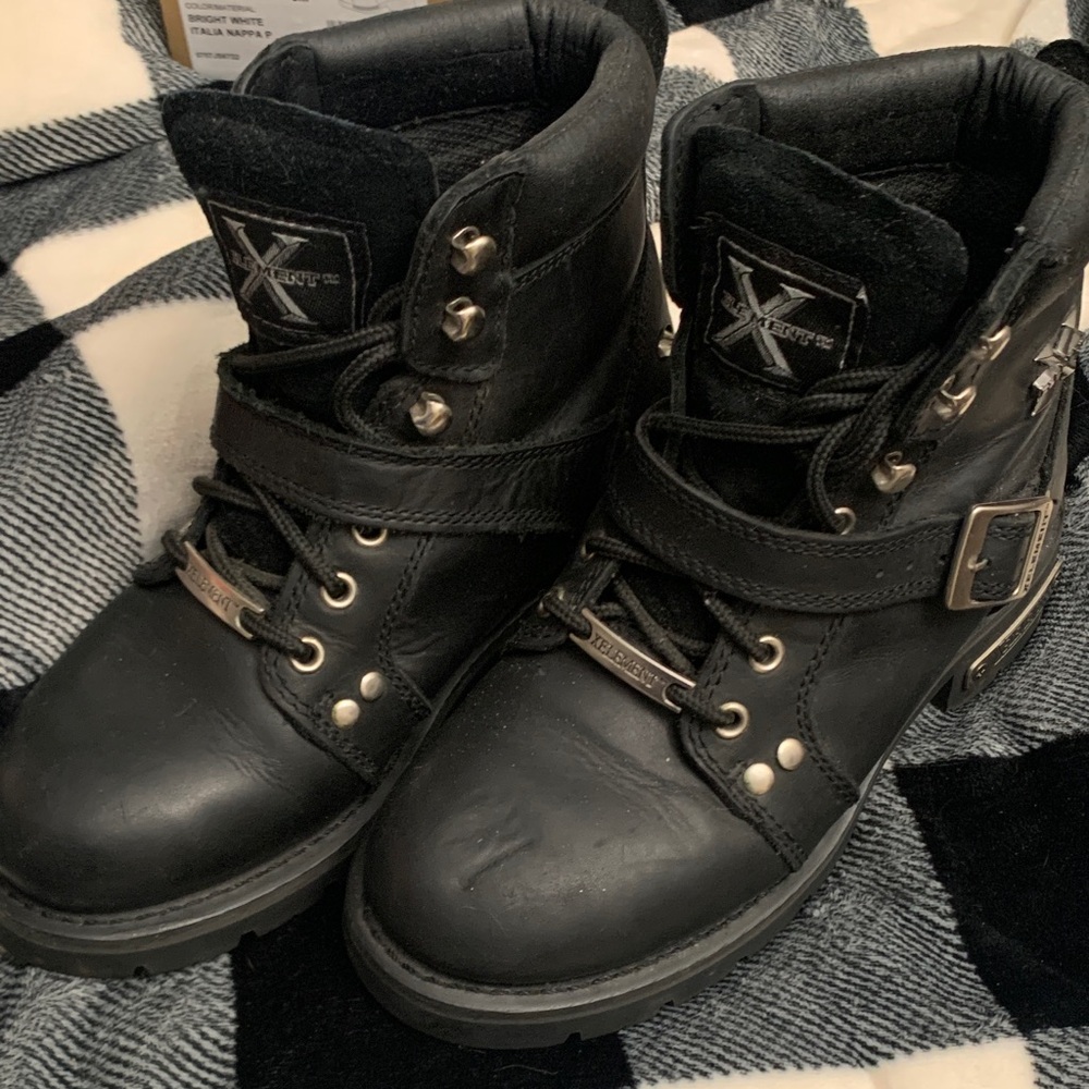 Element Black Leather Boots with Silver Accents